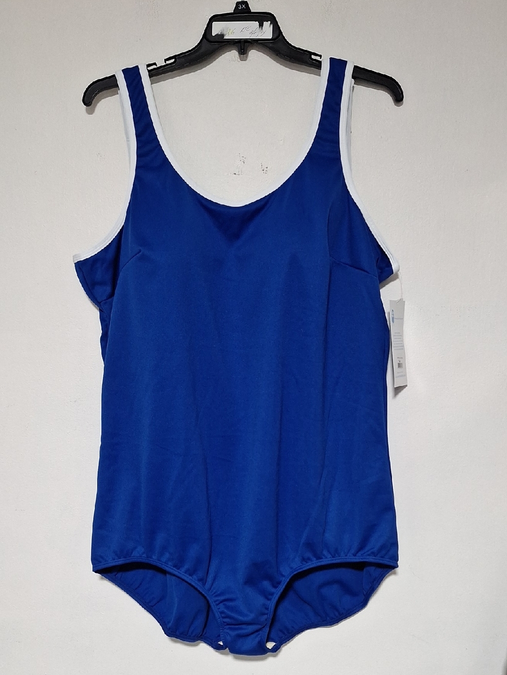 Classic Blue One-Piece Swimsuit with White Trim Swimsuits Just For Us